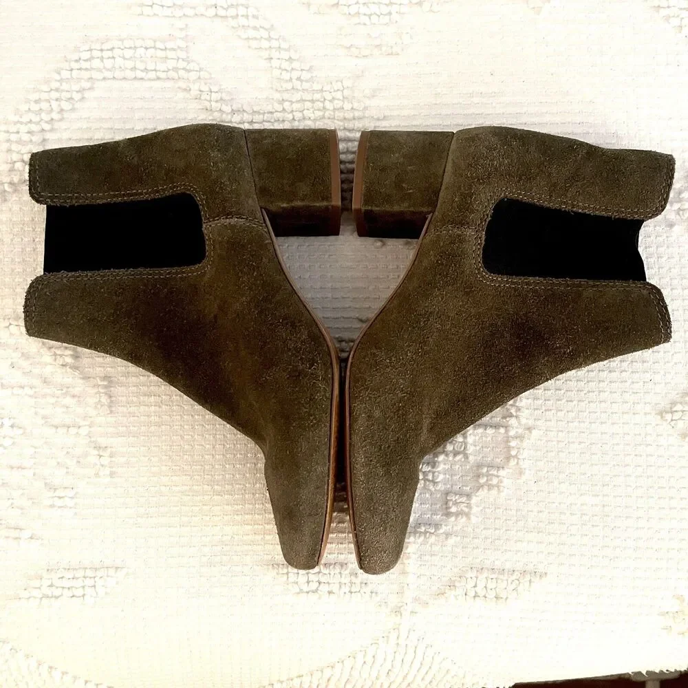Madewell Olive Green genuine Suede ankle Booties Size 7 festival, music festival - Picture 4 of 11